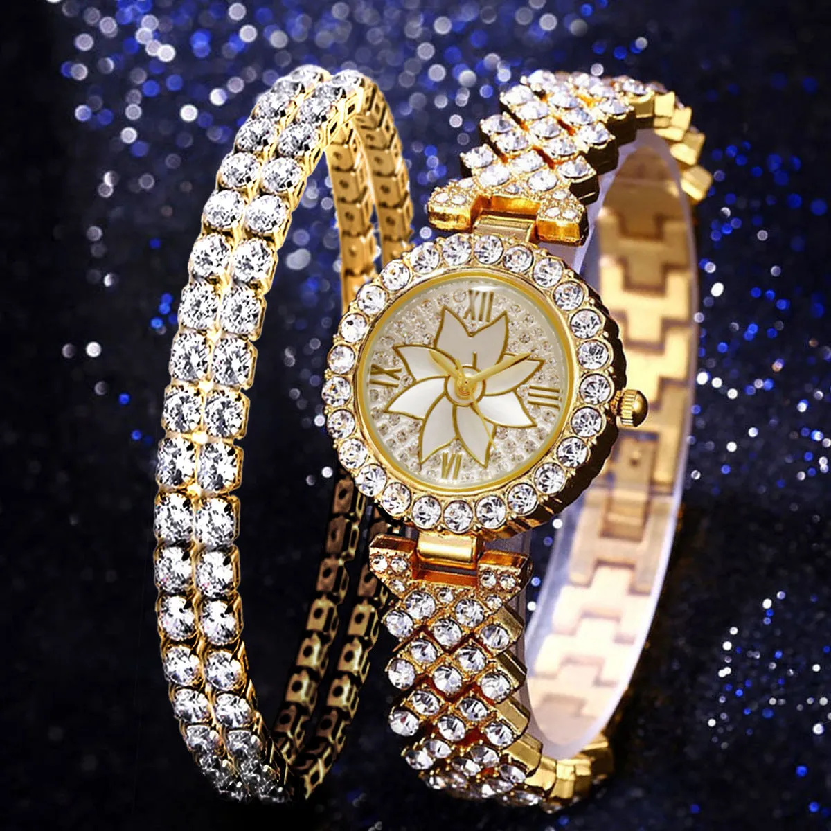 Diamond-Encrusted Starry Bracelet Watch Women's Watch Gift