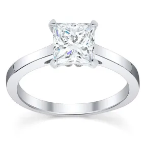 Diamond Solitaire Cathedral Flat Engagement Ring 2.5 mm