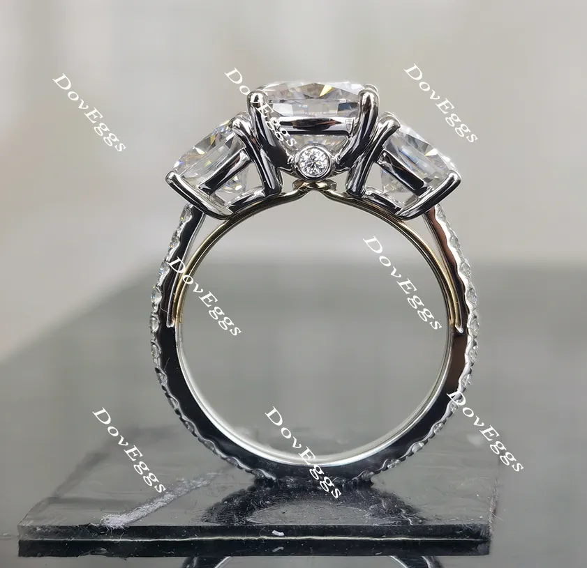 Doveggs cushion three-stone moissanite engagement ring