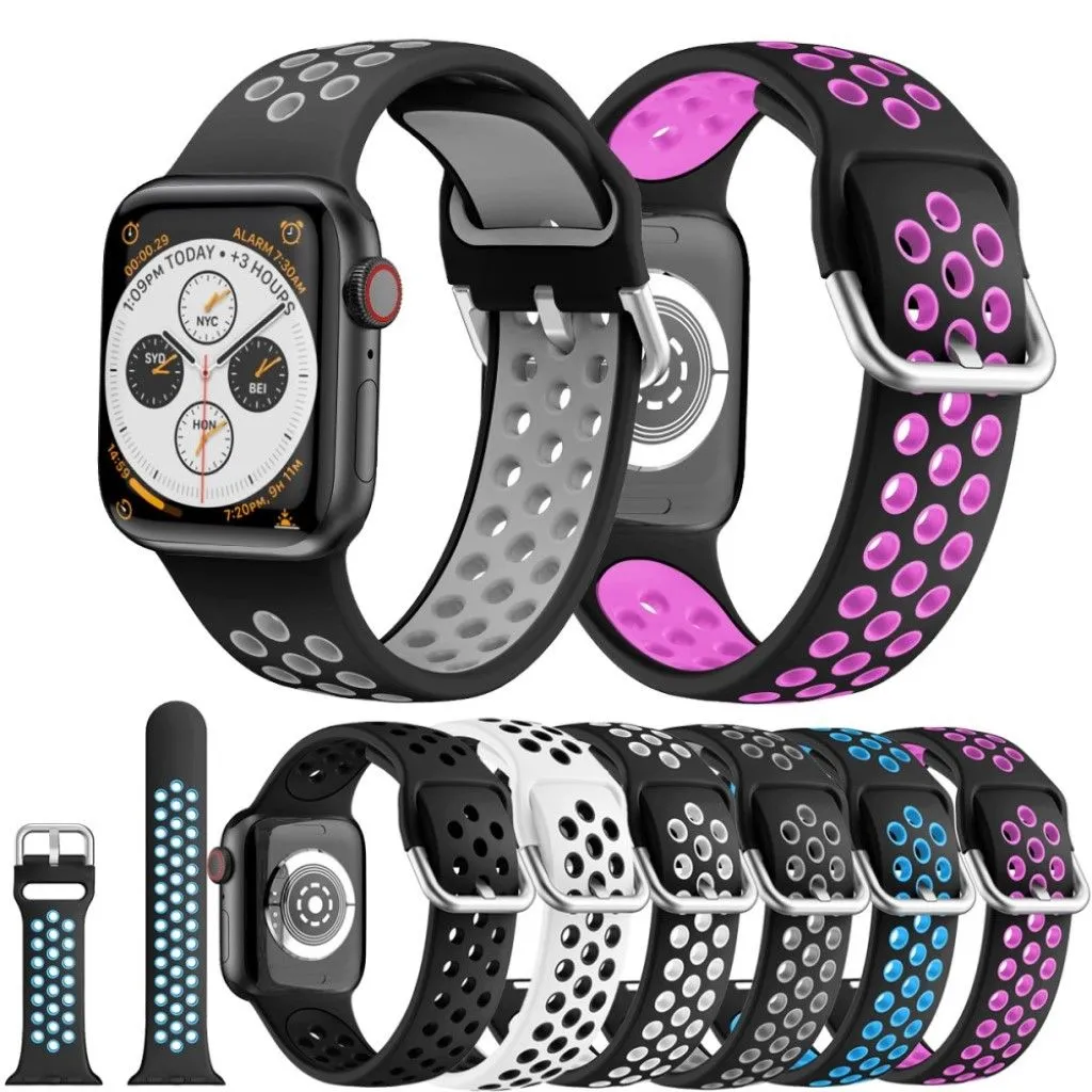 Dual color silicone watch band for Apple Watch Series 6 / 5 44mm - Black / White