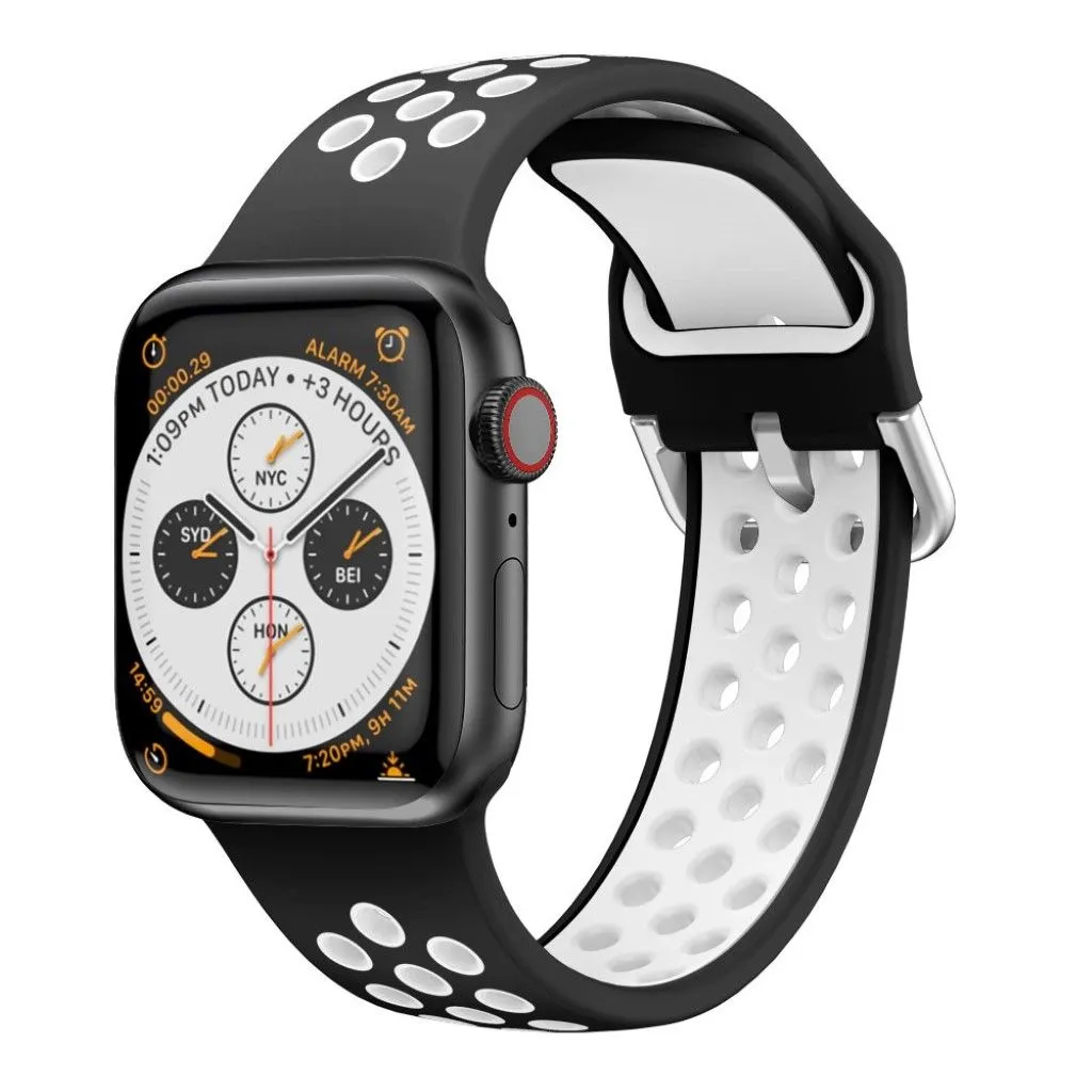 Dual color silicone watch band for Apple Watch Series 6 / 5 44mm - Black / White