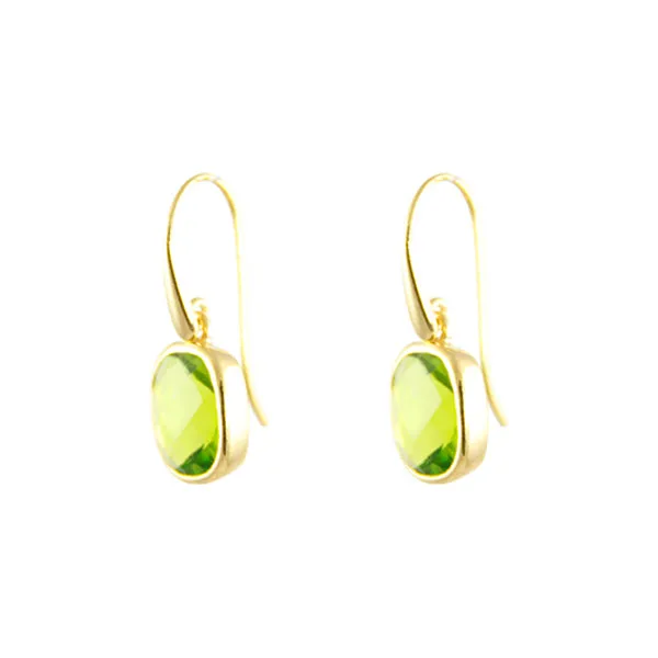 Earrings - Dangle Peridot Gold Plated Sterling Silver Bold Collection