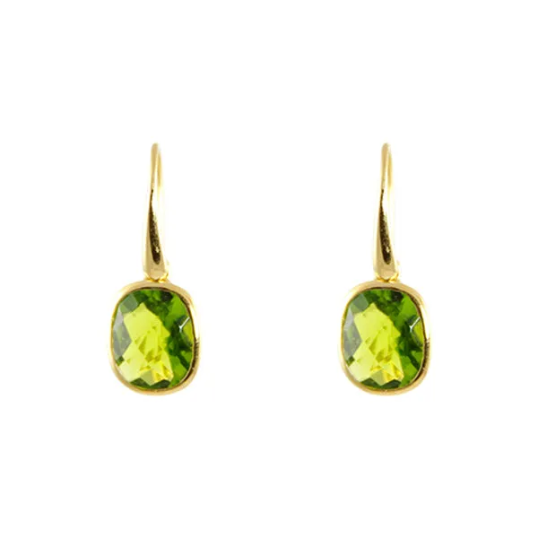 Earrings - Dangle Peridot Gold Plated Sterling Silver Bold Collection