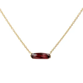 East-West Cushion Garnet Pendant Necklace