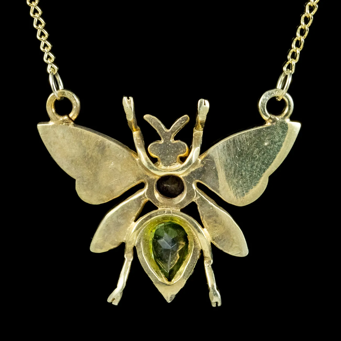 Edwardian Suffragette Style Bee Necklace Peridot Opal Amethyst