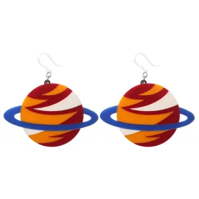 Exaggerated Saturn Dangles Hypoallergenic Earrings for Sensitive Ears Made with Plastic Posts