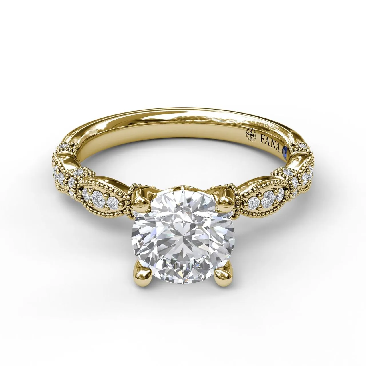 Fana Classic Diamond Engagement Ring with Detailed Milgrain Band 3039