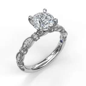 Fana Classic Diamond Engagement Ring with Detailed Milgrain Band 3039