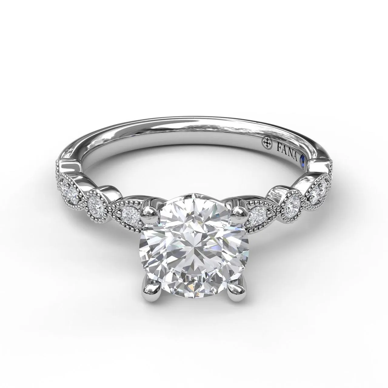 Fana Classic Diamond Engagement Ring with Detailed Milgrain Band 3040