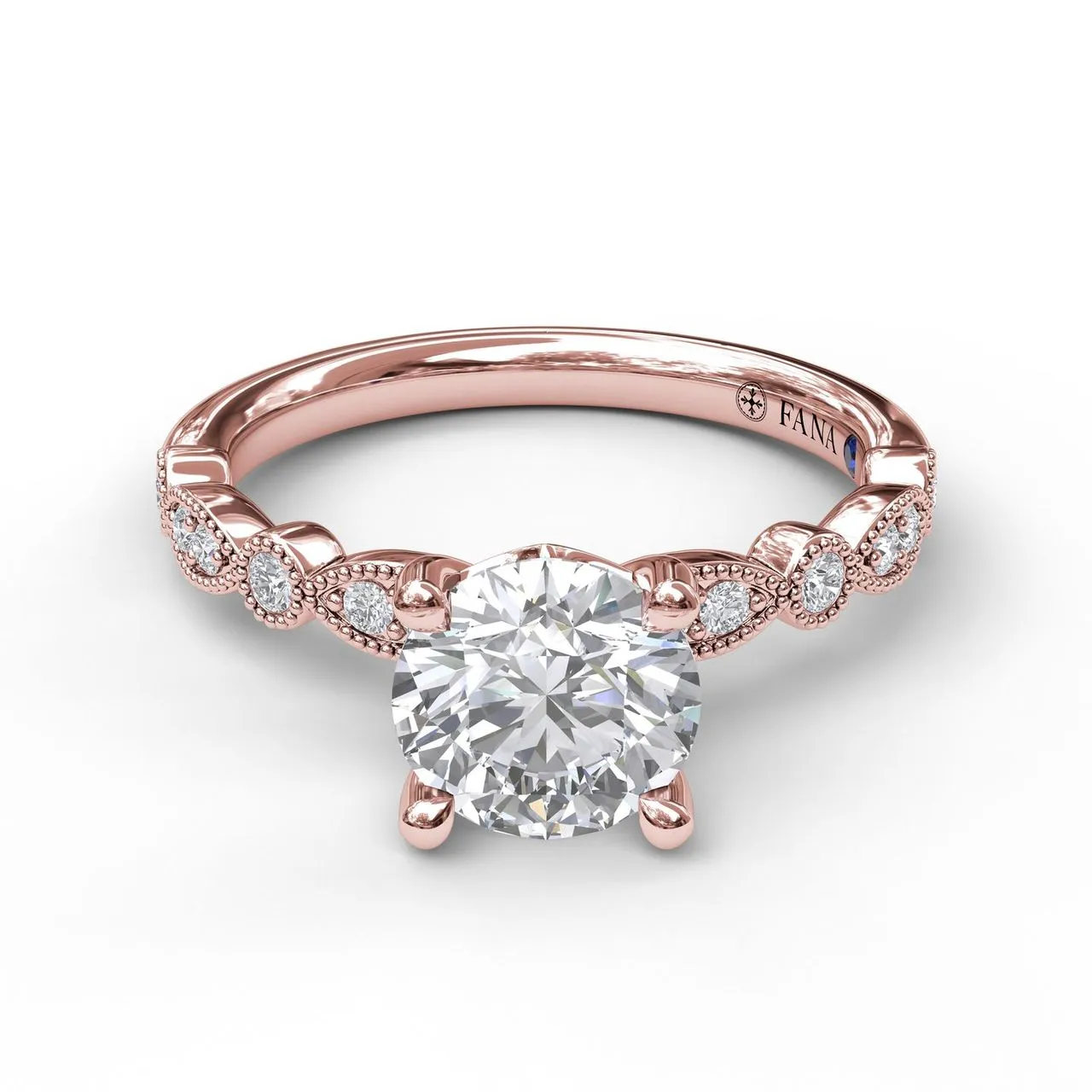 Fana Classic Diamond Engagement Ring with Detailed Milgrain Band 3040