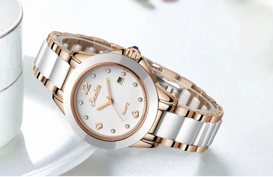 Fashion Women's Ceramic Wrist Watch, Dress Watches,  Stainless Steel, Waterproof