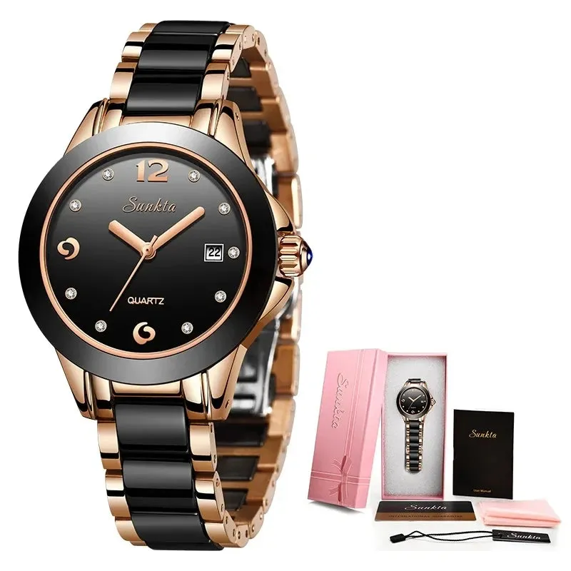 Fashion Women's Ceramic Wrist Watch, Dress Watches,  Stainless Steel, Waterproof