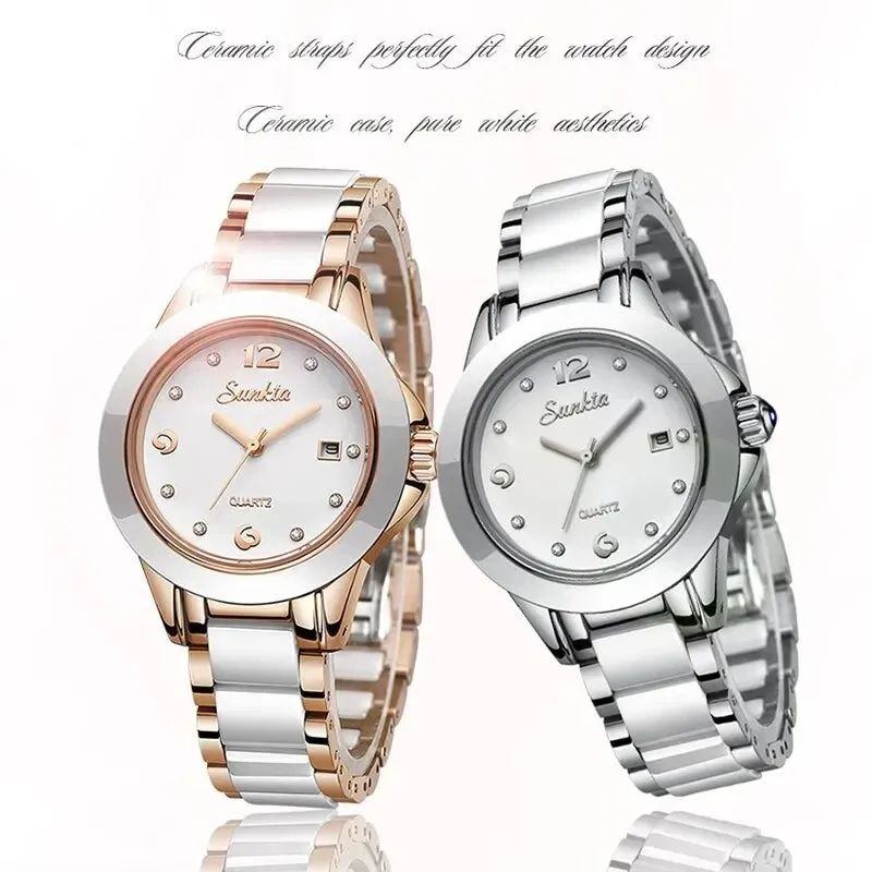 Fashion Women's Ceramic Wrist Watch, Dress Watches,  Stainless Steel, Waterproof