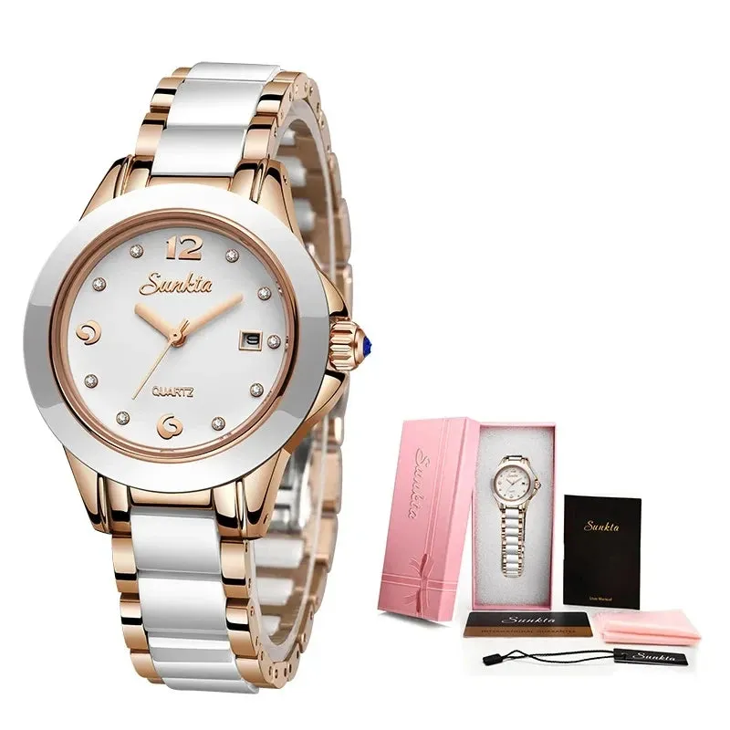 Fashion Women's Ceramic Wrist Watch, Dress Watches,  Stainless Steel, Waterproof