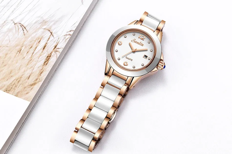 Fashion Women's Ceramic Wrist Watch, Dress Watches,  Stainless Steel, Waterproof