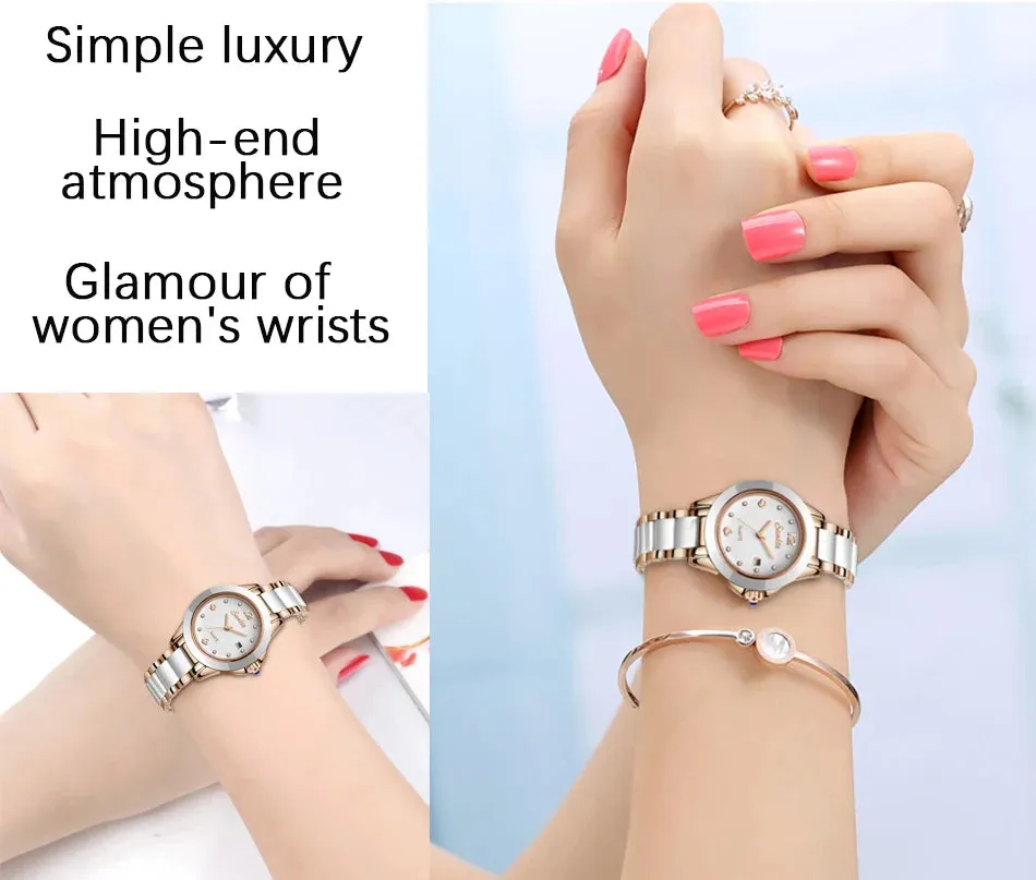 Fashion Women's Ceramic Wrist Watch, Dress Watches,  Stainless Steel, Waterproof