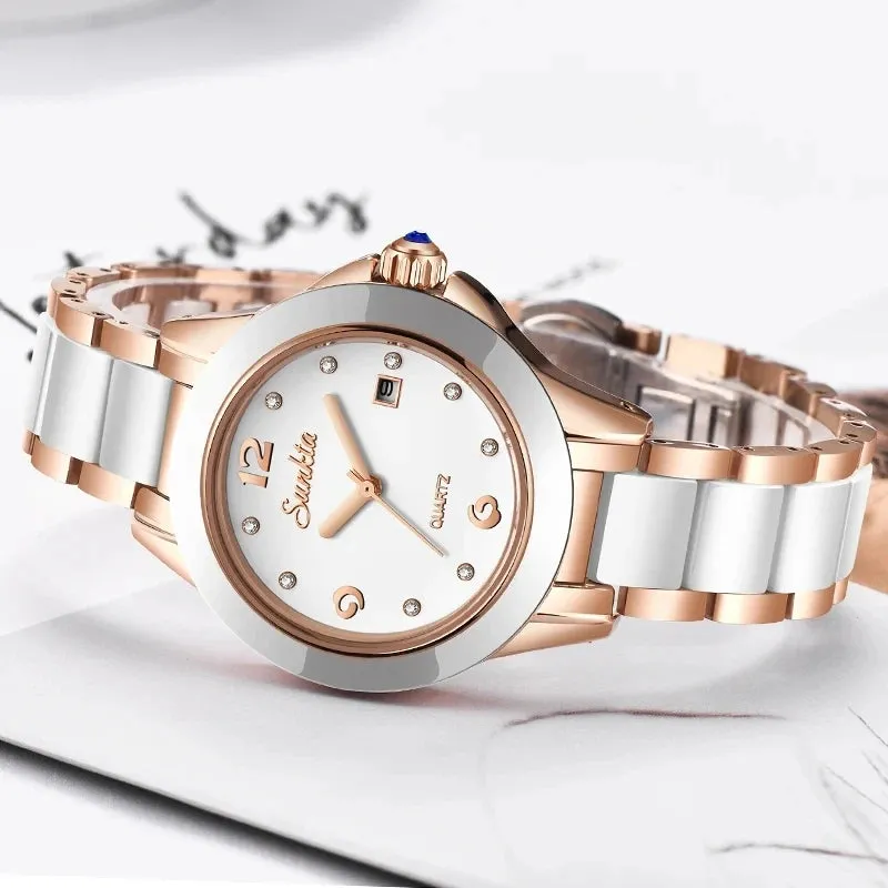 Fashion Women's Ceramic Wrist Watch, Dress Watches,  Stainless Steel, Waterproof