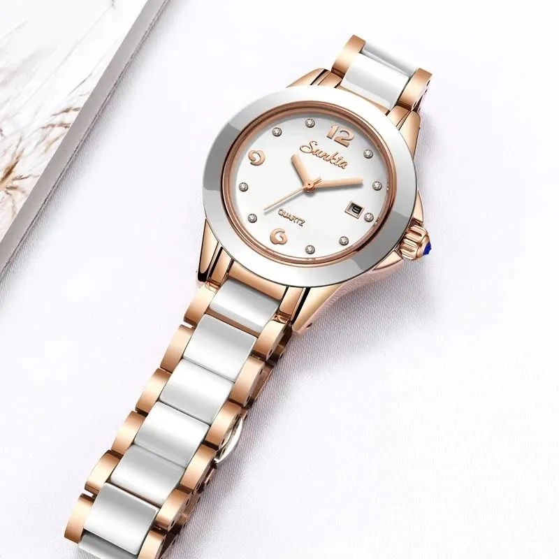 Fashion Women's Ceramic Wrist Watch, Dress Watches,  Stainless Steel, Waterproof