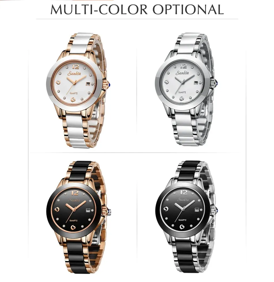 Fashion Women's Ceramic Wrist Watch, Dress Watches,  Stainless Steel, Waterproof