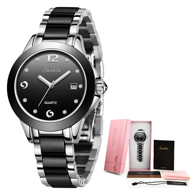 Fashion Women's Ceramic Wrist Watch, Dress Watches,  Stainless Steel, Waterproof