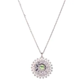 Filigree Star of David Pendant in "Peridot" - Rhodium