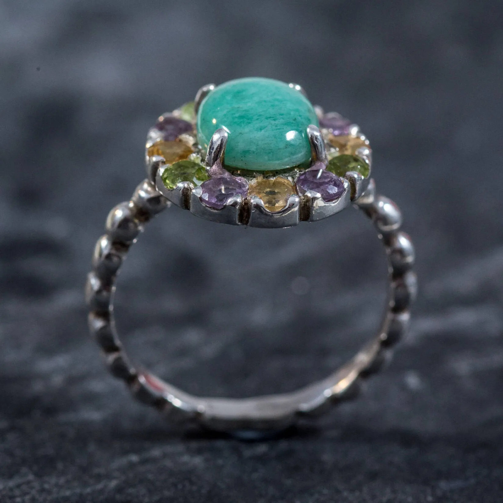 Flower Emerald Ring - GENUINE Emerald Ring - Green Victorian Ring