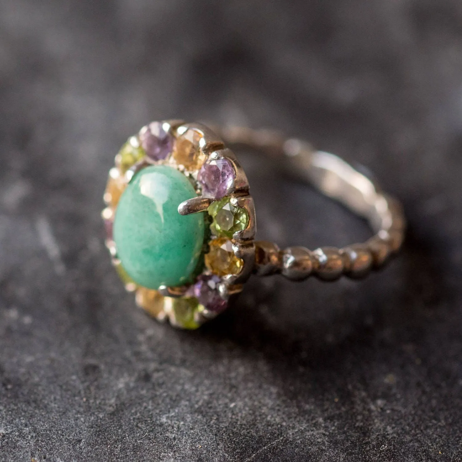 Flower Emerald Ring - GENUINE Emerald Ring - Green Victorian Ring