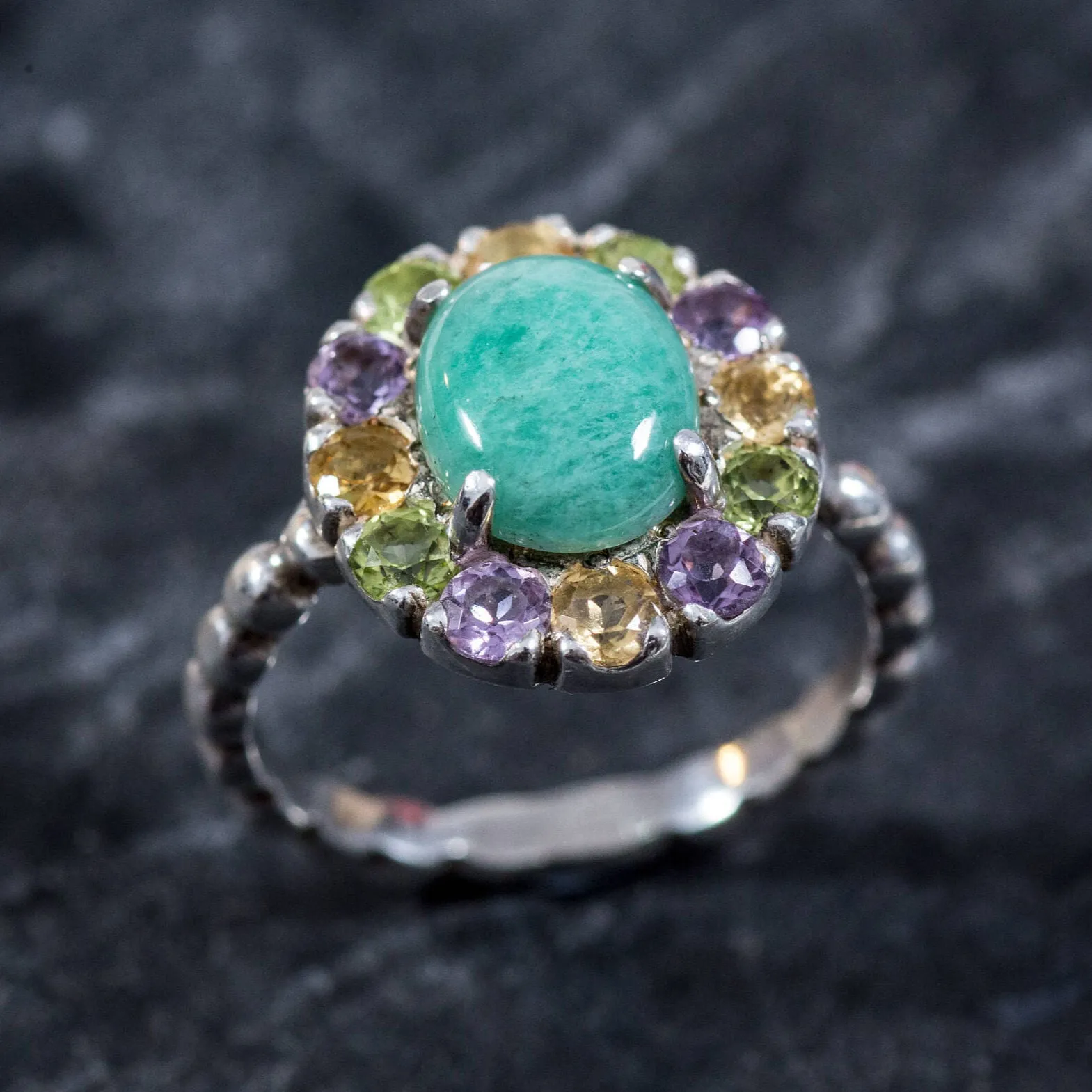 Flower Emerald Ring - GENUINE Emerald Ring - Green Victorian Ring