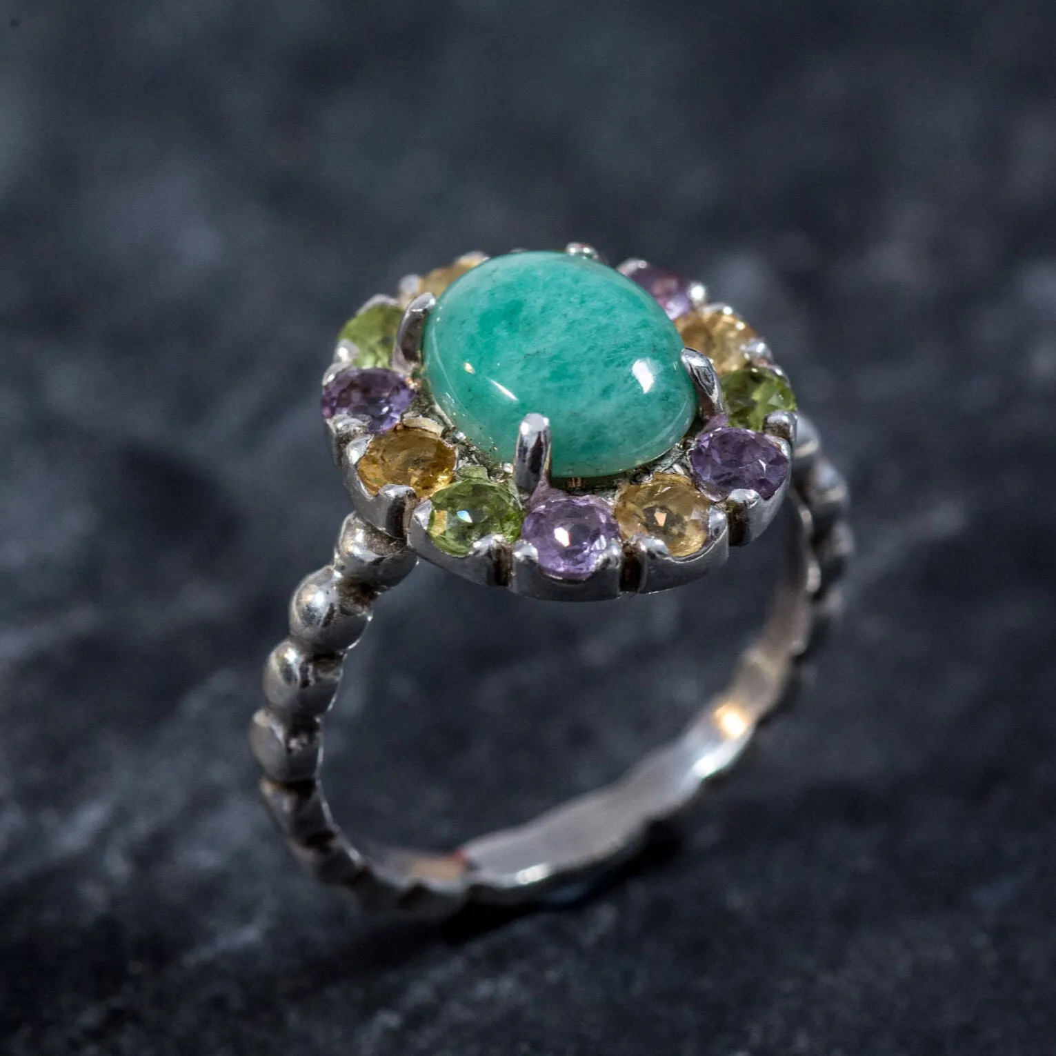 Flower Emerald Ring - GENUINE Emerald Ring - Green Victorian Ring