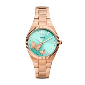 Fossil Scarlette ES5277 Green and Rose Gold Women's Watch