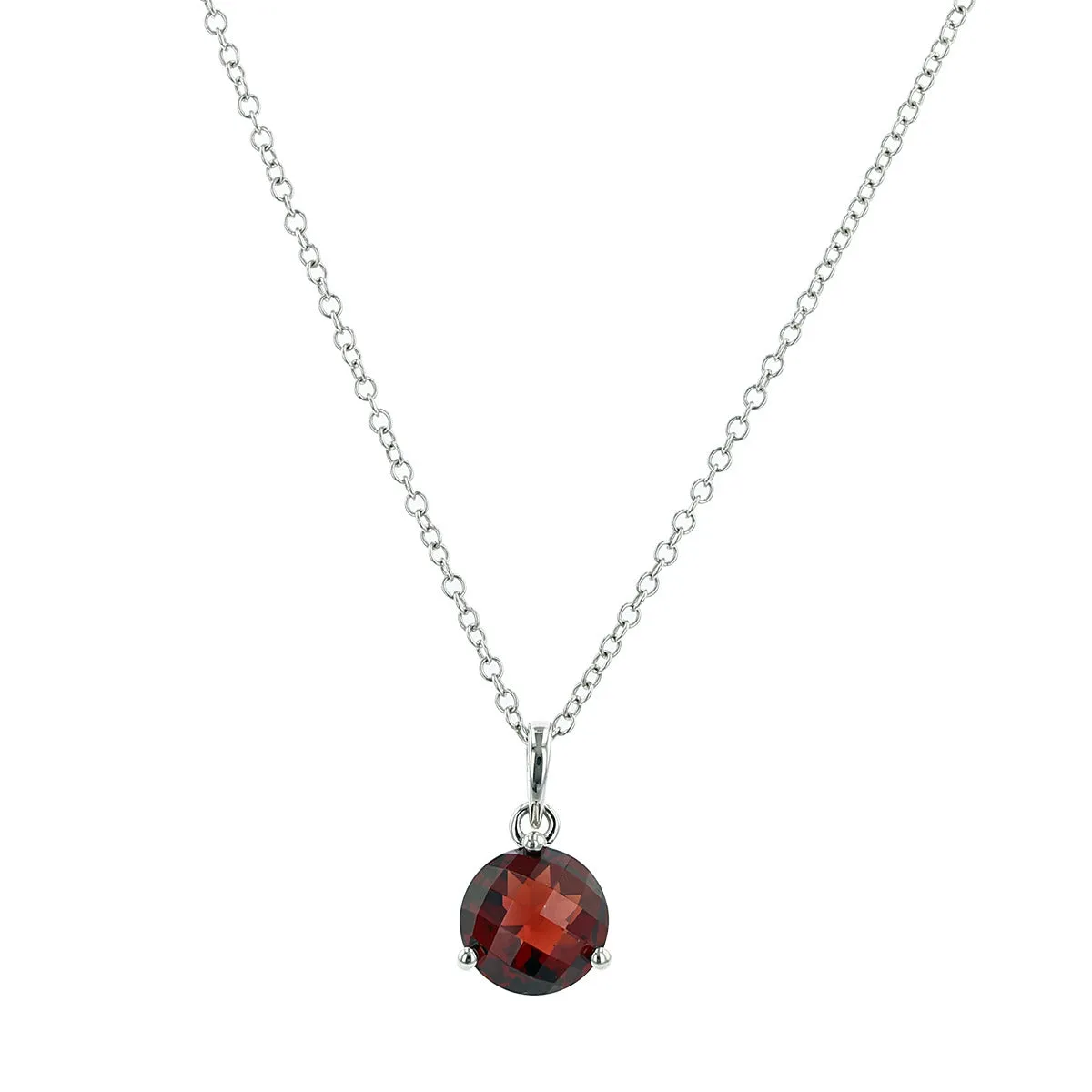 Garnet 14k White Gold Pendant Necklace