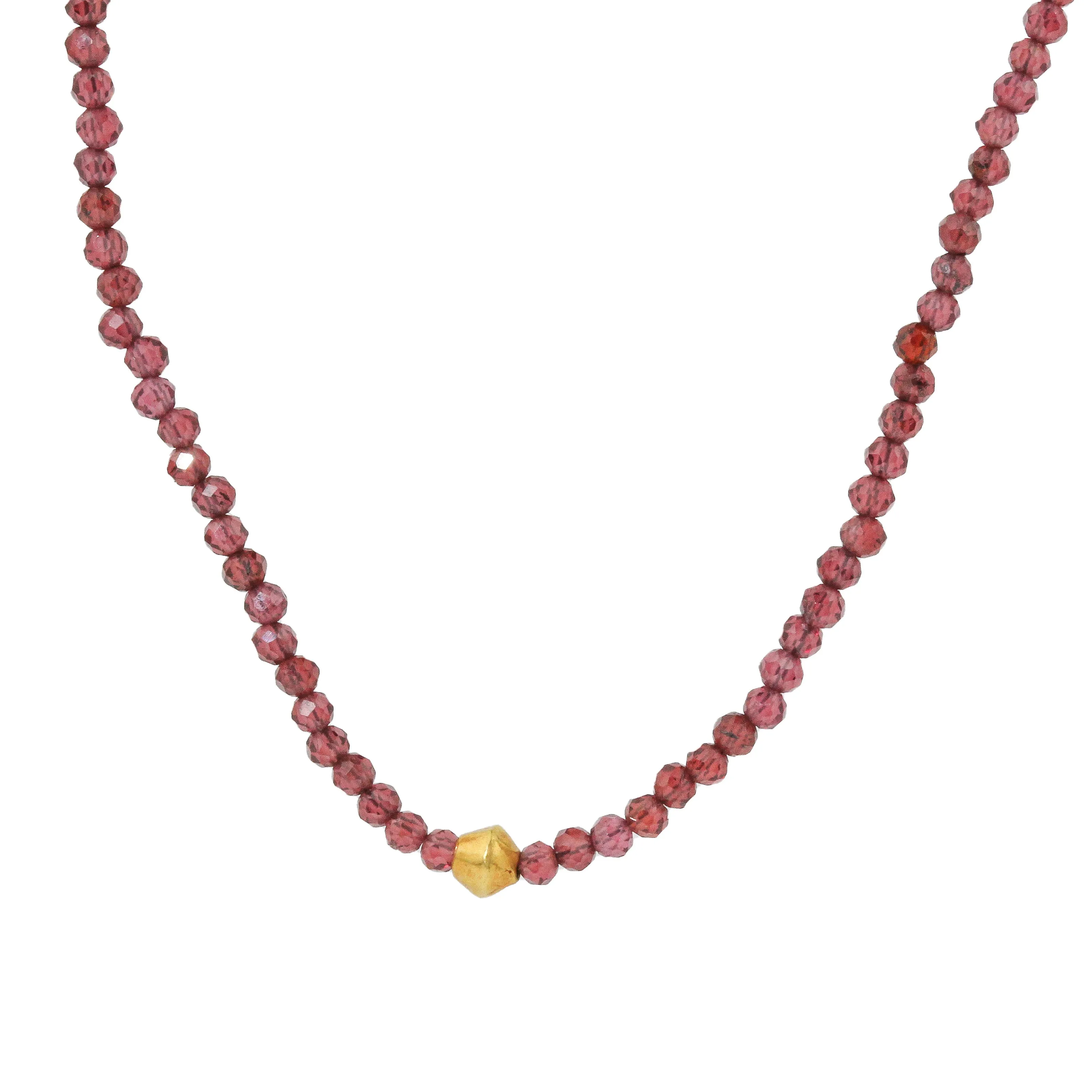 Garnet   18k Bead Necklace