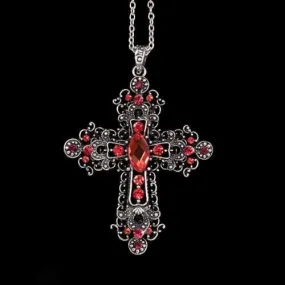 Garnet Cross Necklace