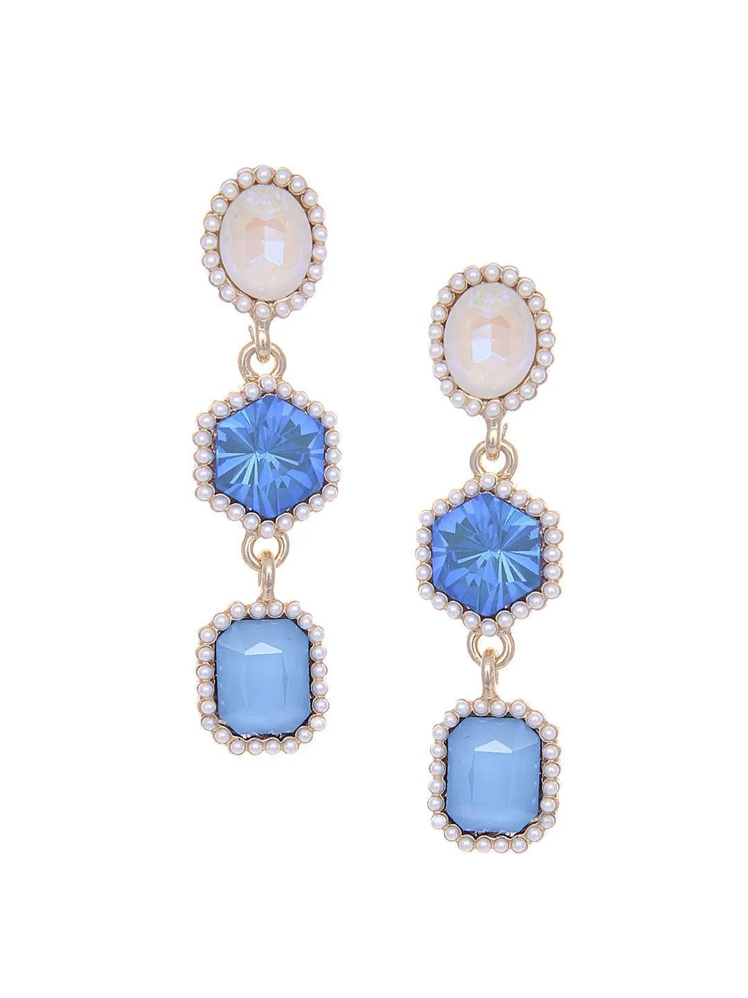 Geometric 3 Tiered Earrings Blue