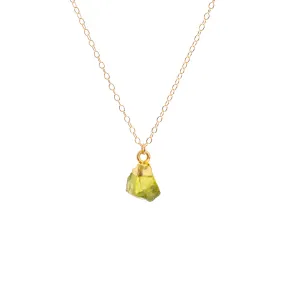 Gold Peridot Raw Crystal Necklace