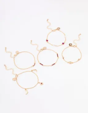 Gold Star Moon Bracelet & Anklet 5-Pack