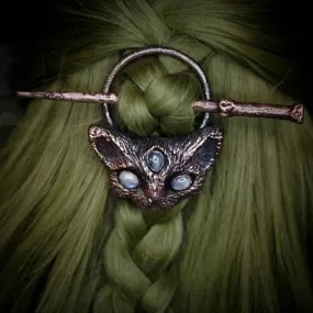 Gothic Retro Cat Hairpin - Unique Boho Metal Hair Stick