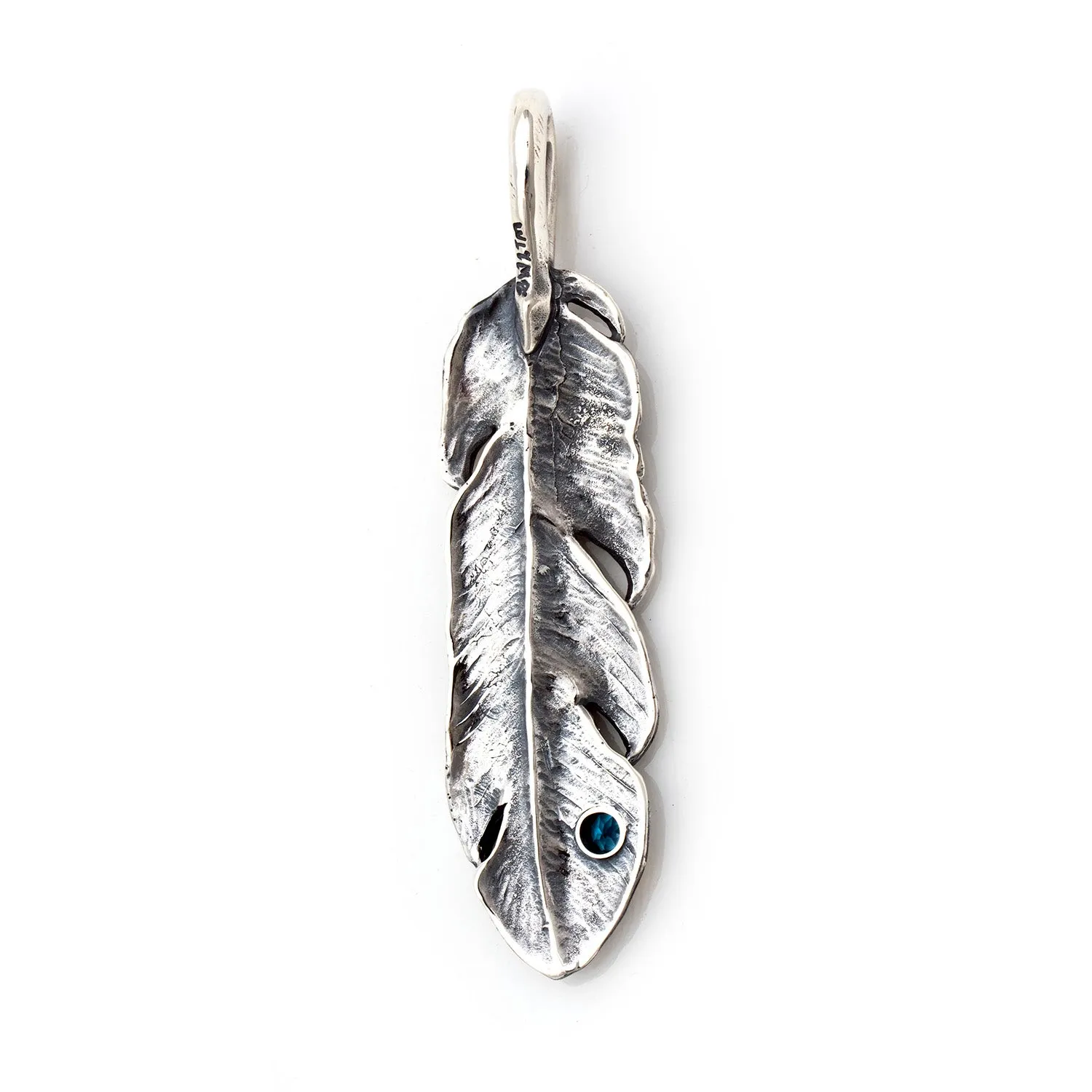 Graffiti Feather Large with Stone and Gold Overlay Pendant