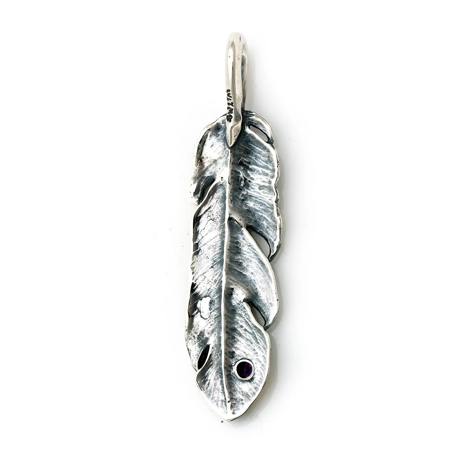 Graffiti Feather Large with Stone and Gold Overlay Pendant