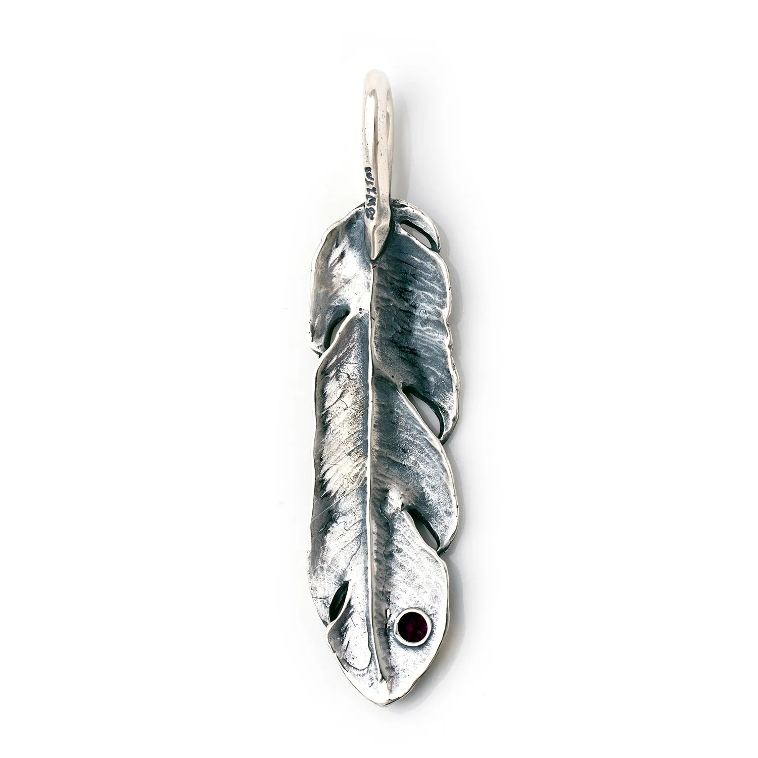 Graffiti Feather Large with Stone and Gold Overlay Pendant