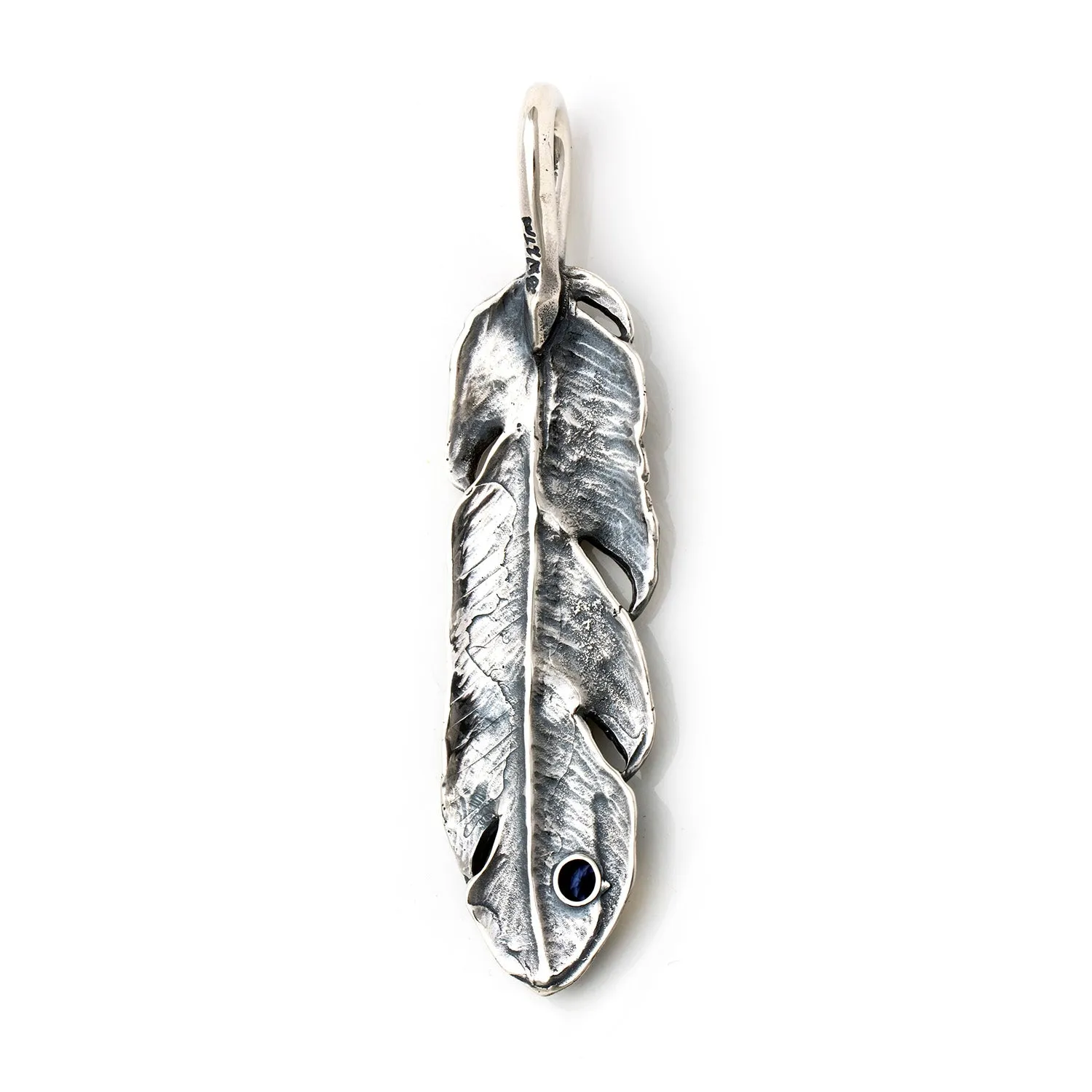 Graffiti Feather Large with Stone and Gold Overlay Pendant