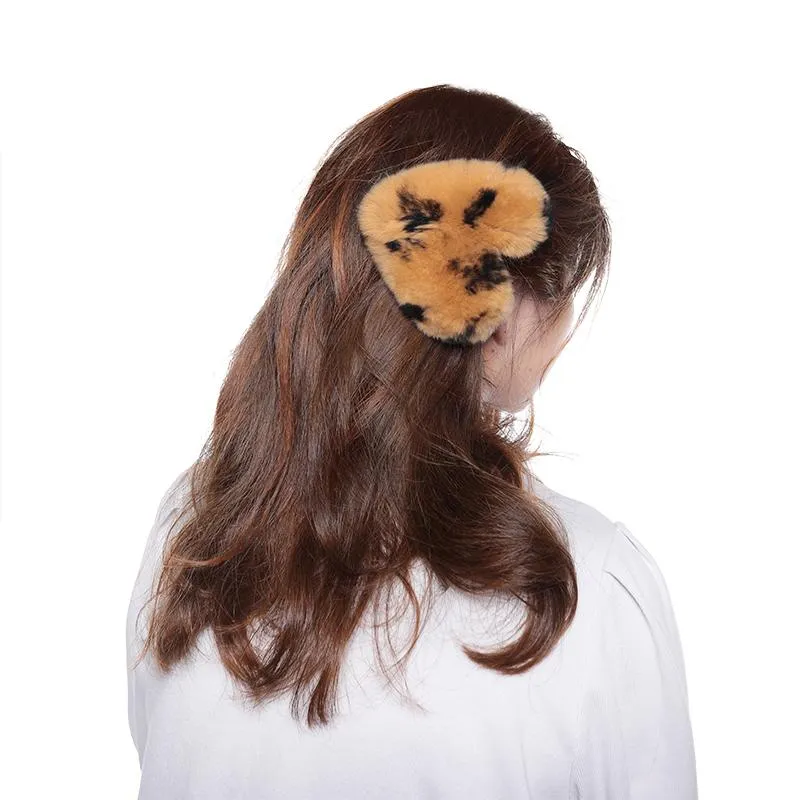 Hair Clip Real Fur Hair Accessories Korean Ins Real Rex Rabbit Hair Clip Super Large Lovely Plush Hairpin Fur Hairpin FS21A17