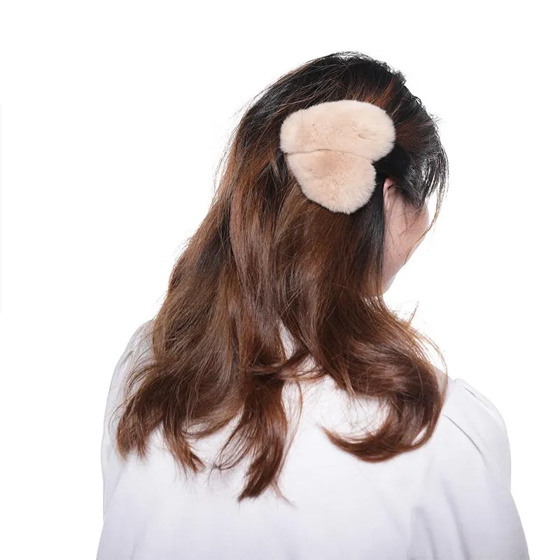 Hair Clip Real Fur Hair Accessories Korean Ins Real Rex Rabbit Hair Clip Super Large Lovely Plush Hairpin Fur Hairpin FS21A17