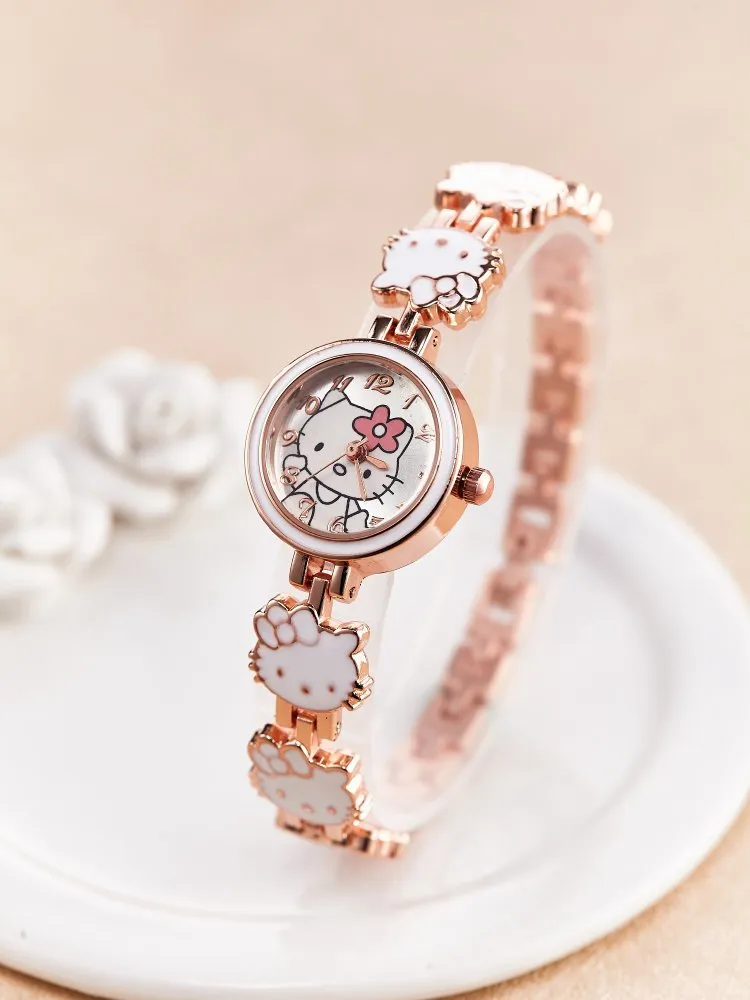 Hello Kitty Watch Women's Cute Fashion Children's Bracelet Steel Watch Women's Student Electronic Quartz Watch