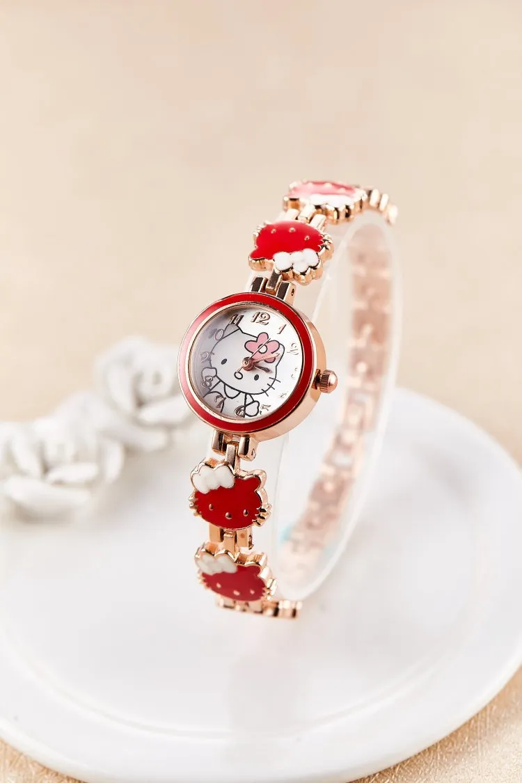 Hello Kitty Watch Women's Cute Fashion Children's Bracelet Steel Watch Women's Student Electronic Quartz Watch