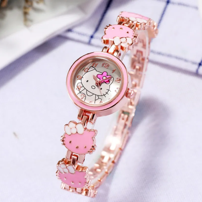 Hello Kitty Watch Women's Cute Fashion Children's Bracelet Steel Watch Women's Student Electronic Quartz Watch