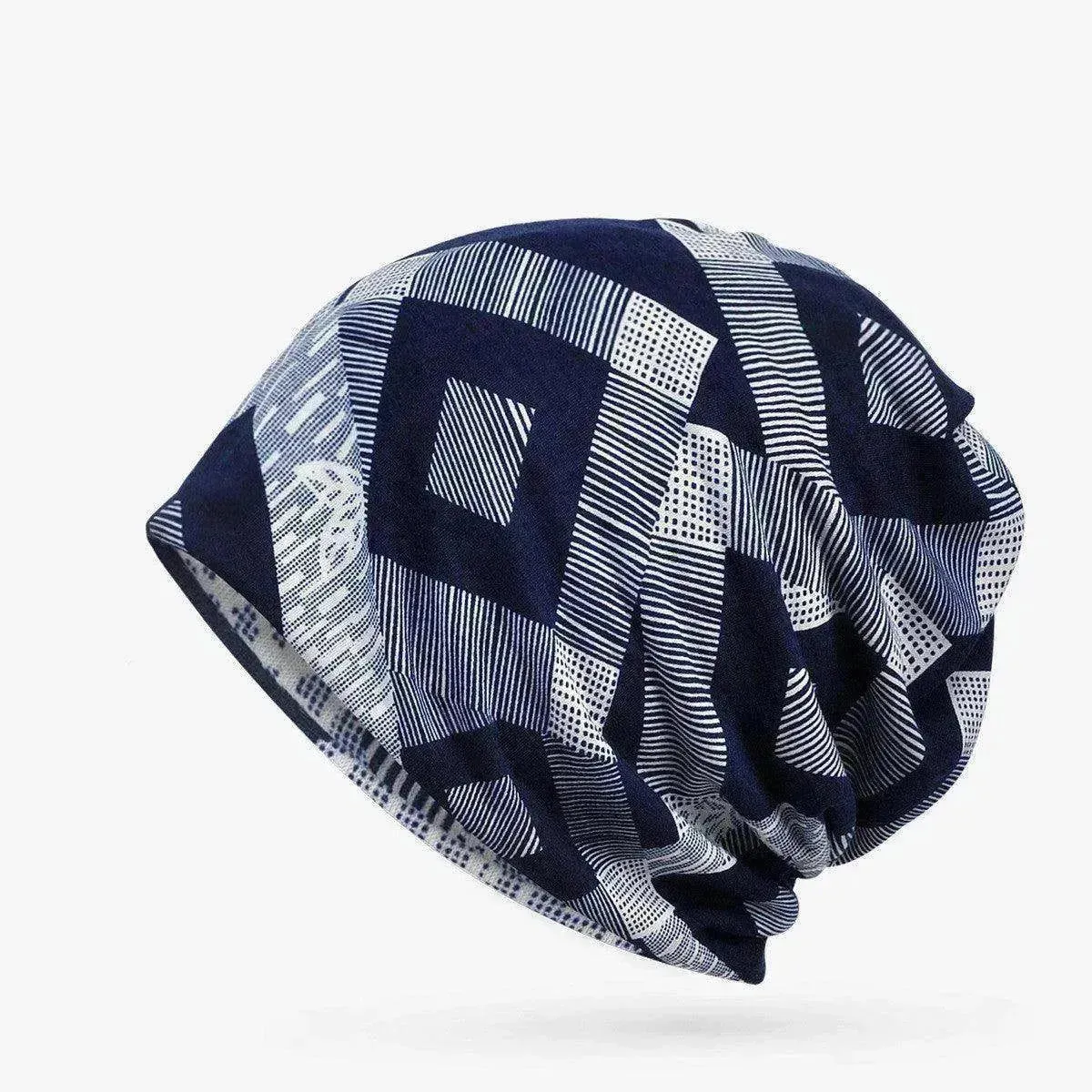 Hooded Cap And Bib Dual-use Men And Women Geometric Baotou Piled Hats