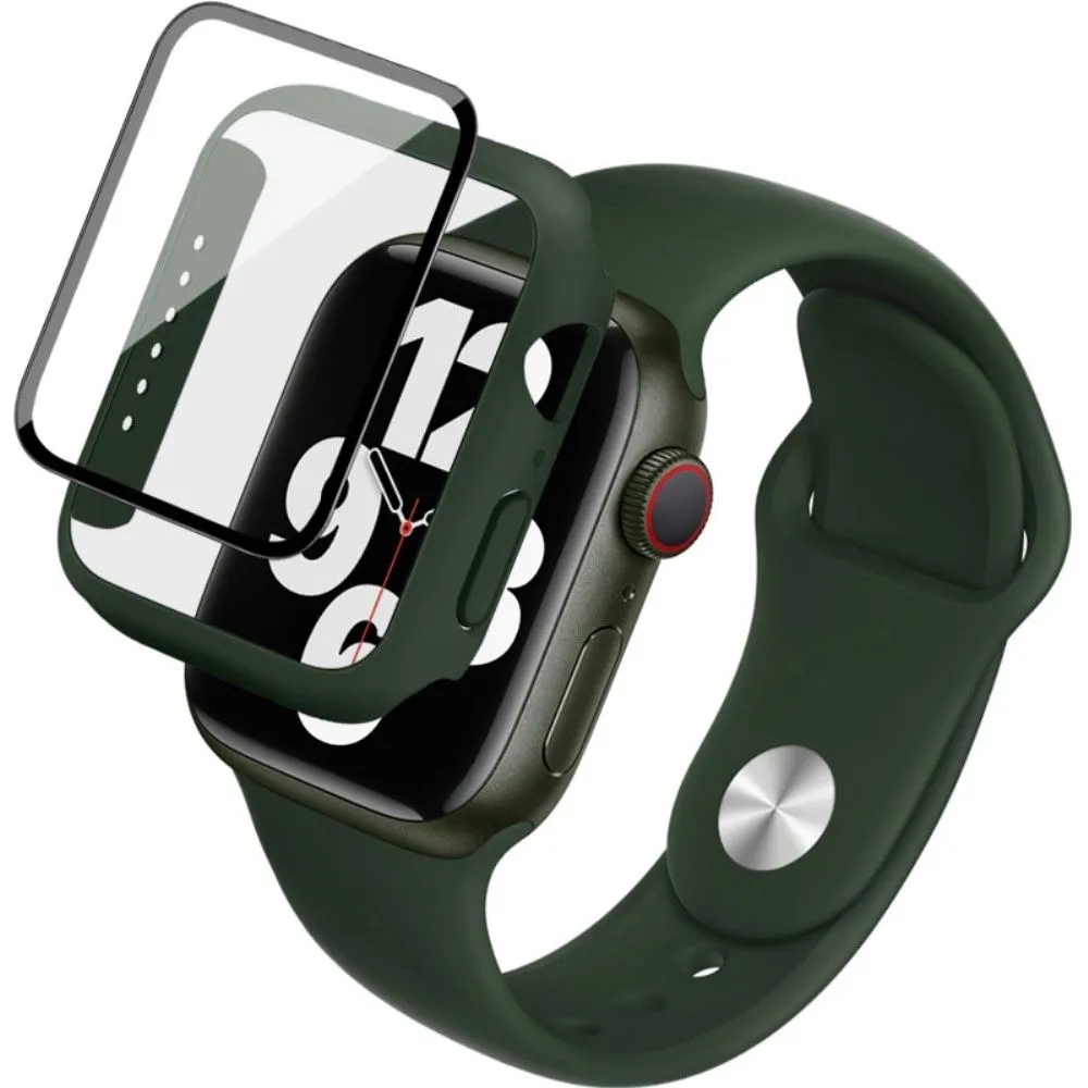 IMAK Apple Watch (44mm) silicone cover with watch strap   tempered glass - Dark Green