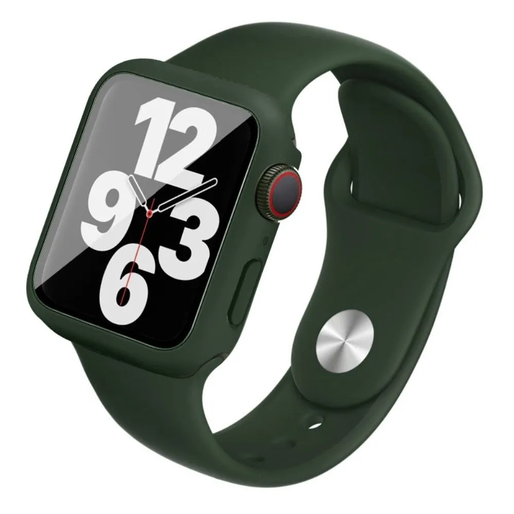 IMAK Apple Watch (44mm) silicone cover with watch strap   tempered glass - Dark Green