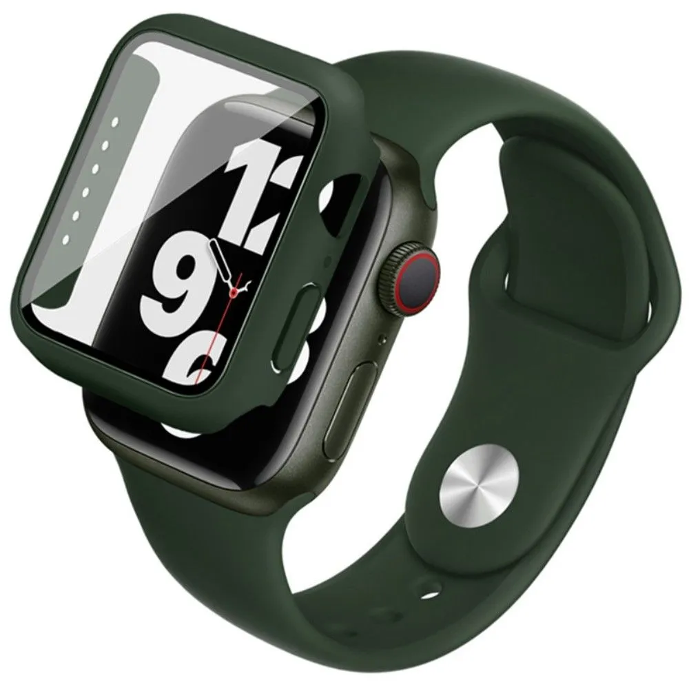 IMAK Apple Watch (44mm) silicone cover with watch strap   tempered glass - Dark Green